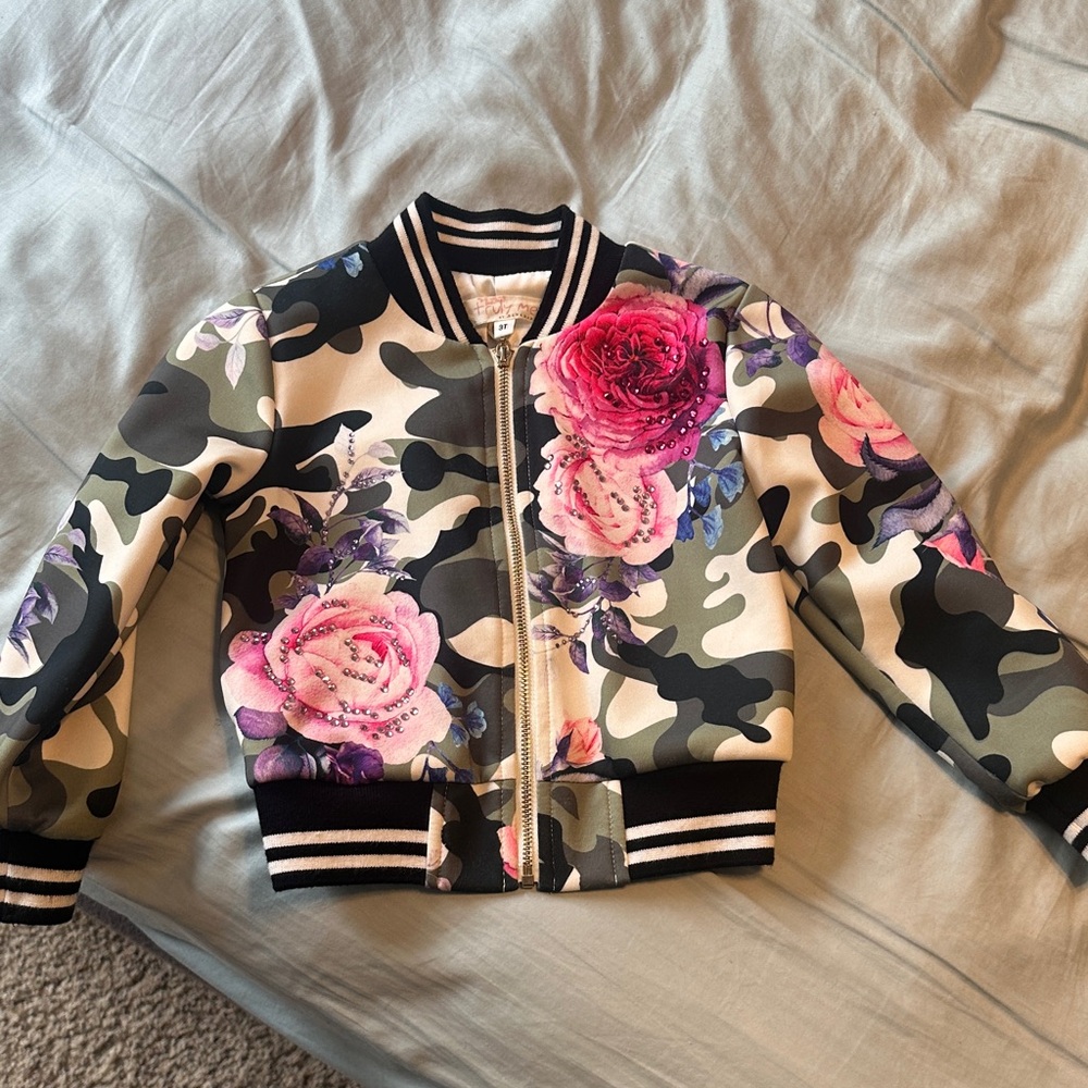 Truly Me Pink Floral Camouflage Kids Puffer Jacket